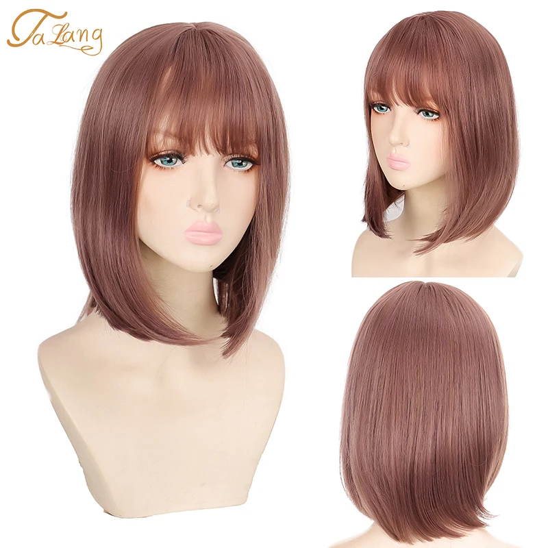 

TALANG Short Curly BOB Wigs Womens Pink Blonde Natural Hair Wigs Female Synthetic Heat Resistant Fiber Cosplay Wig