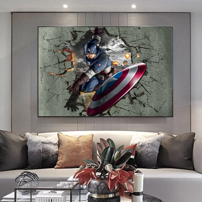 

Marvel Wall Art Posters Anime Movie Captain America Canvas Print Painting Anime Character Superhero Modern Wall Decor Pictures