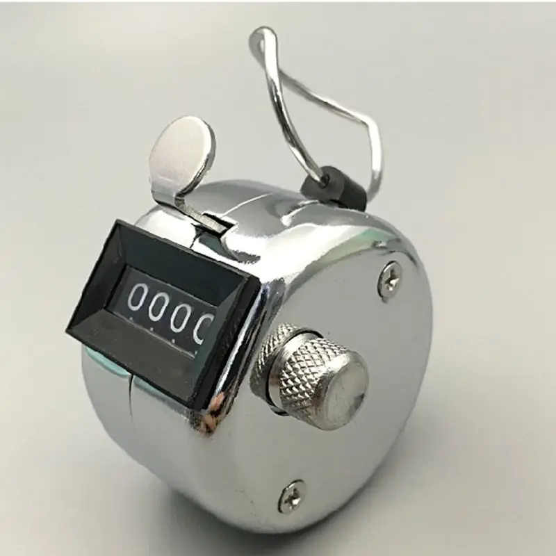 

Hand Tally Counter Stainless Steel 4 Digit Mechanical Clicker with Finger Ring