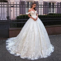 uzn elegant ball gown wedding dress sweetheart off shoulder straps lace bridal dress flowers appliques brides dress customized