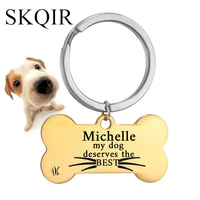 skqir customized dog cat id tag engraved stainless steel pet id tag collar accessories silver cat name telephone free enaraving
