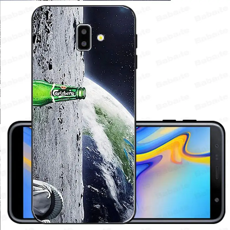 Черный чехол с белой Луной и звездами космонавта аксессуары для телефонов samsung