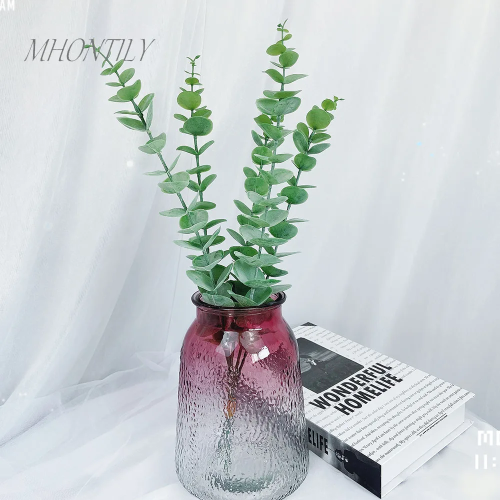 

10Pcs Large Eucalyptus Leaf Fake Plastic Plants for Home Accessories Garden Decor Leaves Fake Greenery Eucalyptus DIY Garland