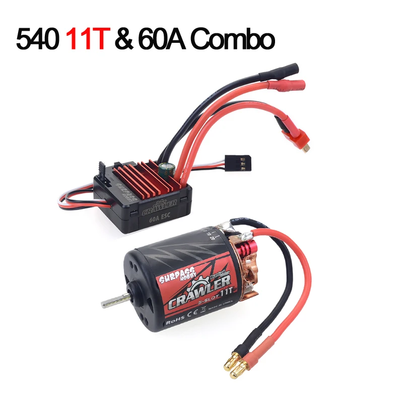 540 11T 60A ESC Водонепроницаемый 5-Slot 540 550 10T 11T 12T 13T 16T 20T матовый мотор w/60A 80A ESC для tamiya Kyosho TRAXXAS WLtoys 1/10 RC автомобиль - Цвет: 540 11T 60A ESC
