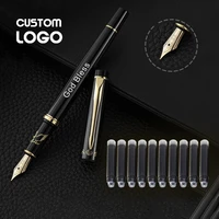11pcsset business signature pen set simple student calligraphy fountain pen custom logo personalized ink pens office stationery