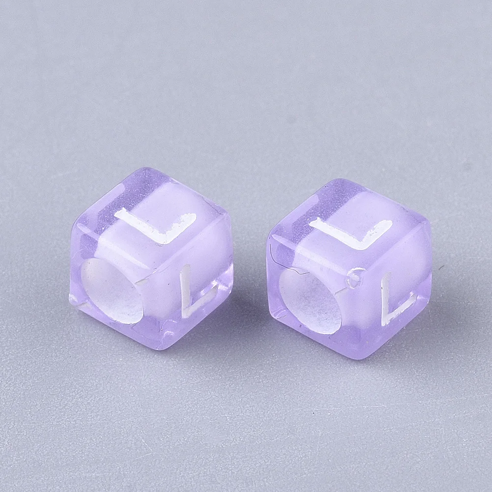 

50g 6x6x6mm Mixed Color Transparent Acrylic Beads Cube with Random Initial Letter Craft Material, Hole: 3.5mm