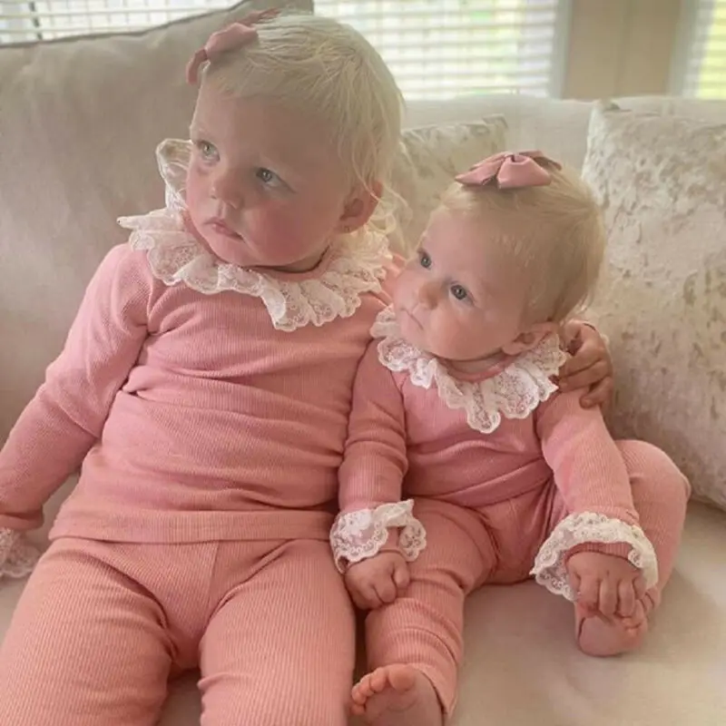 Милая Розовая Одежда для маленьких девочек из 2 предметов кружевной топ с рюшами