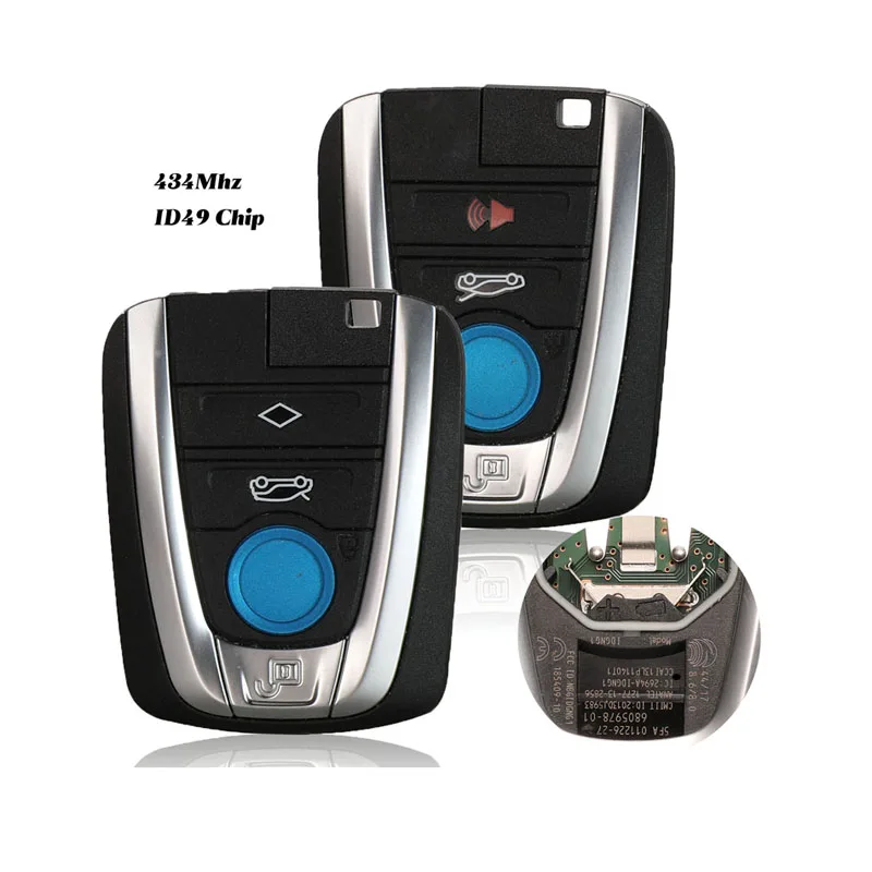 

jingyuqin Smart Remote Control Car Key Fob 4 Buttons 434Mhz ID49 For BMW i3 i8 2014 2015 2016 2017 FCC ID: NBGIDGNG1, 185409-10