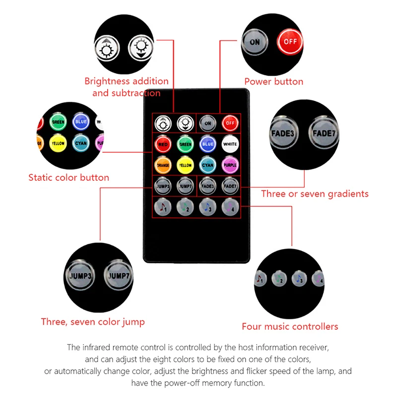 CARCTR 7 цветов светодиодный осветительные полосы звуковых Управление зеленого и