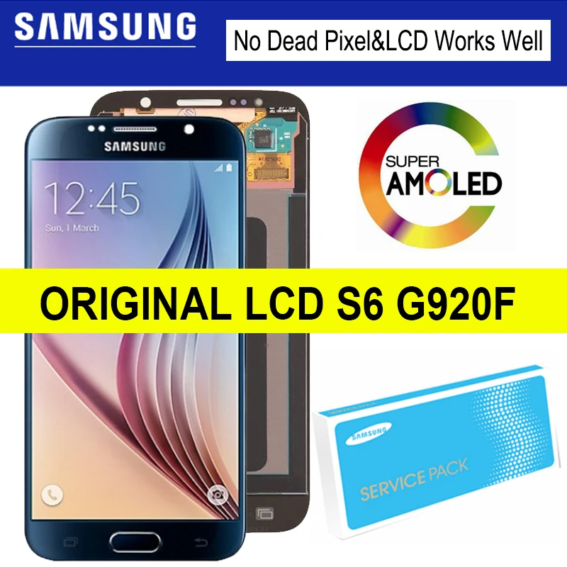 ЖК дисплей Super Amoled для SAMSUNG Galaxy S6 G920 G920F сенсорный экран с дигитайзером и рамкой