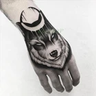 Водостойкая Временная тату-наклейка Волк Луна искусственная тату флэш-тату руки среднего размера художественные татуировки для мальчиков женщин мужчин