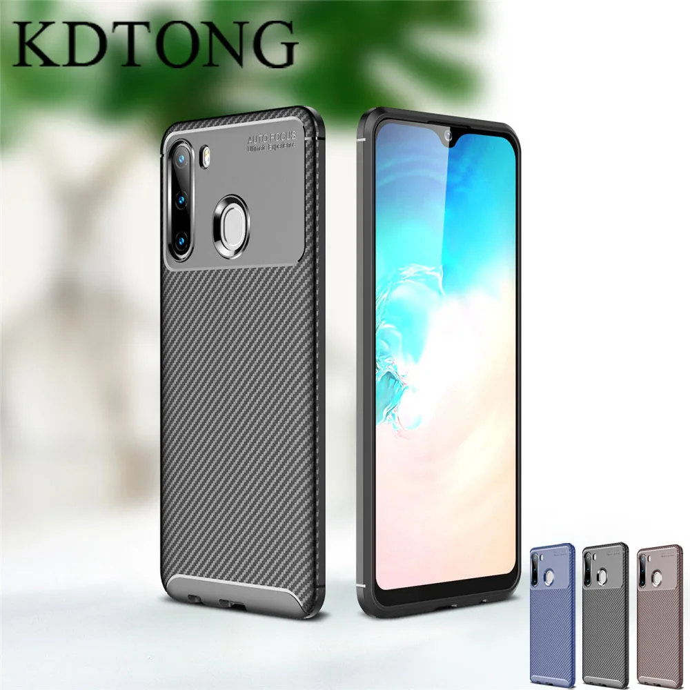 

Fashion Carbon Fiber Case For Coque Samsung Galaxy A21 Case Luxury Soft Silicone Anti-fall Cover For Galaxy A01 A21 Case Cover