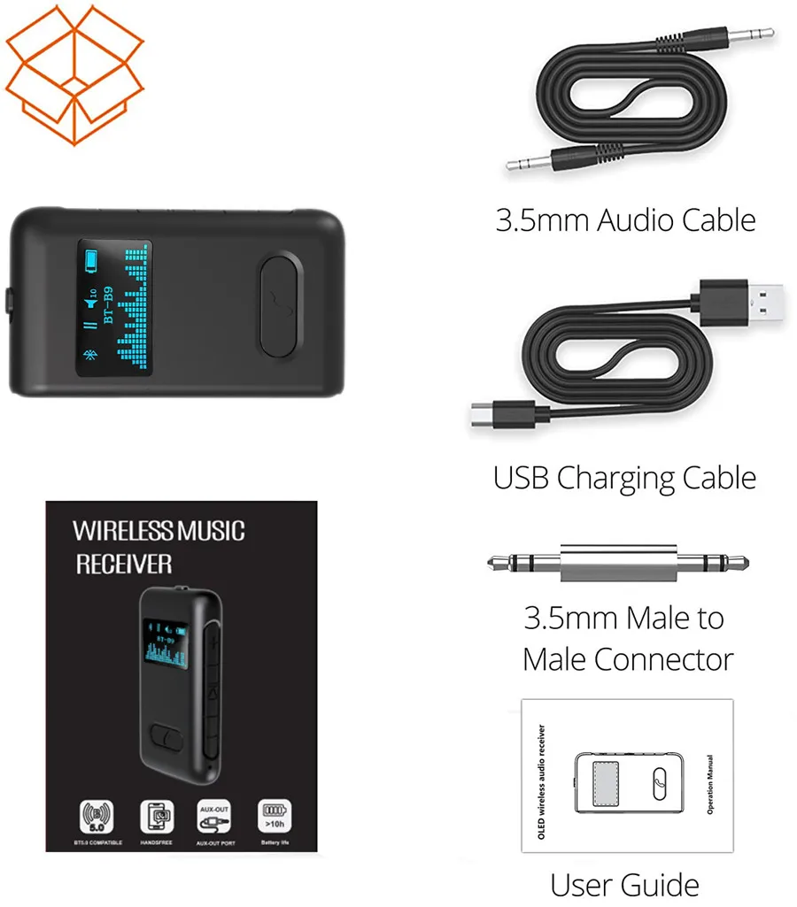 Bluetooth 5.0 Audio Receiver LCD Display Jack RCA AUX 3.5 3.5mm Stereo Music Wireless Adapter with Mic for Speaker Car Auto ON |
