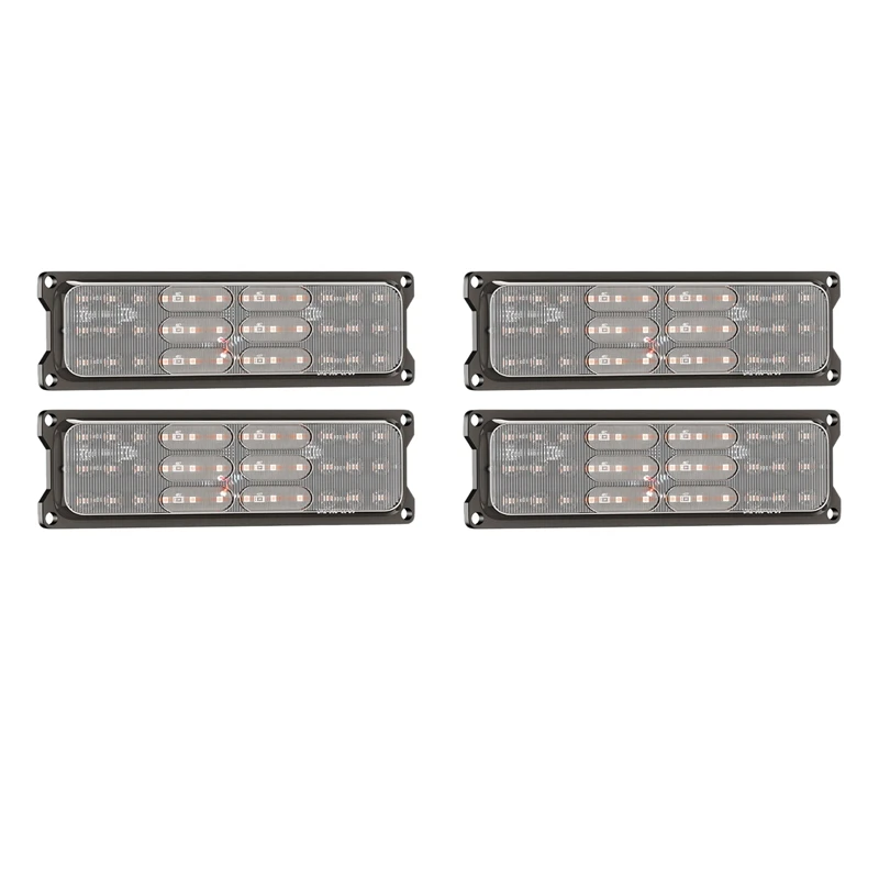 

4PCS Emergency Strobe Lights, 36 LED Warning Lights Front Grill Light Waterproof Flashing Strobe Light for Car Truck