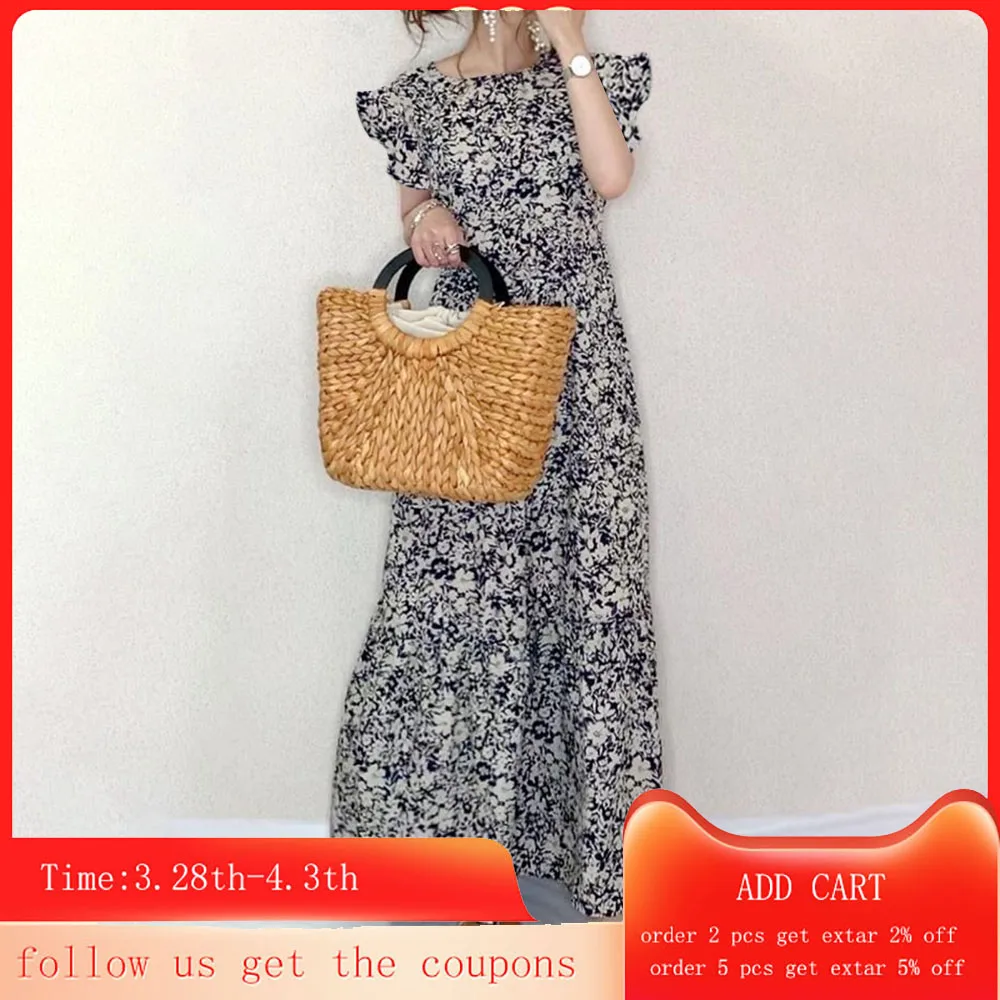 Платье женское длинное в японском стиле модное Макси платье с оборками и