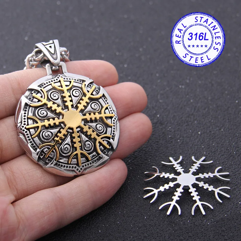

Yage stainless steel Viking Silver color Gold color Rune pendant necklace viking scandinavian norse viking necklace Men gift