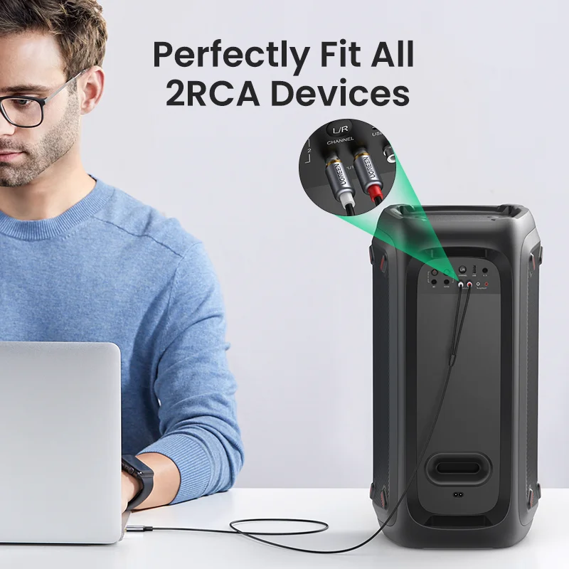 Адаптер UGREEN с USB C на 2 RCA аудиокабеля аудиошнур разъемом типа совместим усилителем