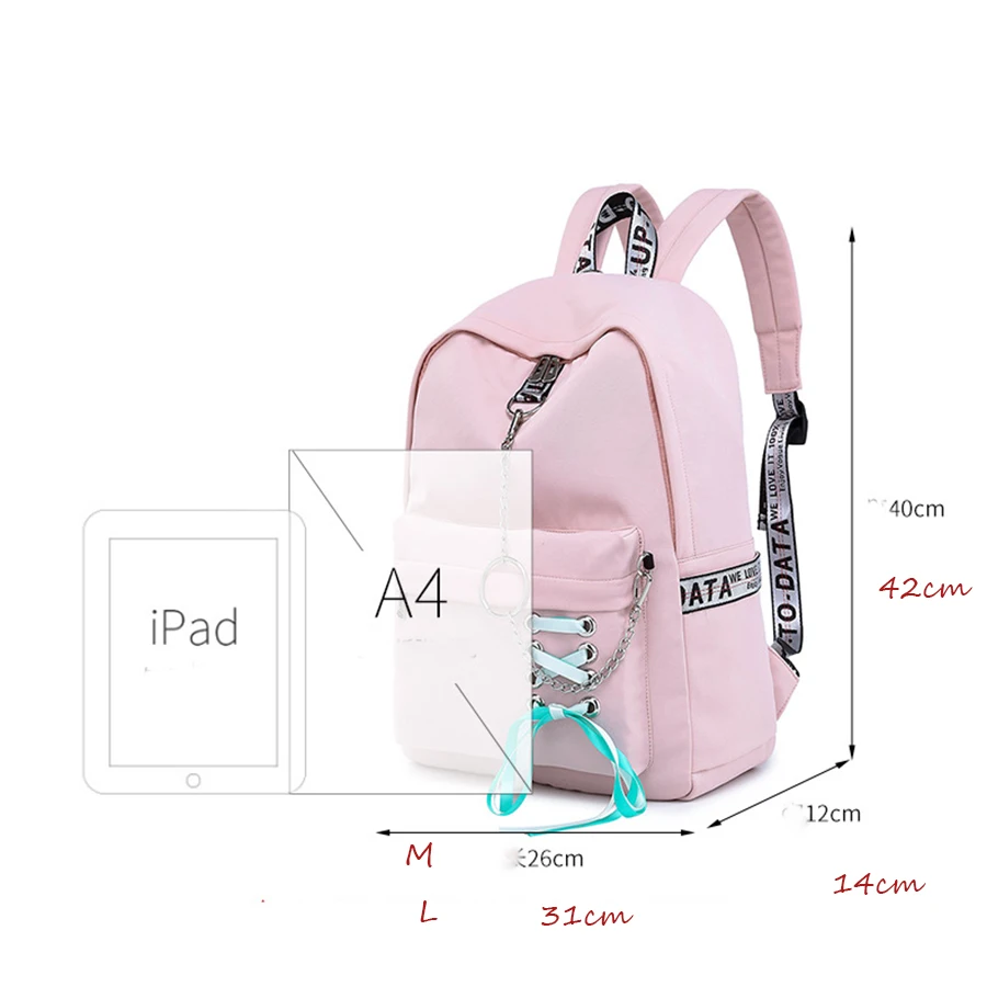 Модная лента с бантом Дамский рюкзак Студенческая сумка школьная для девочек