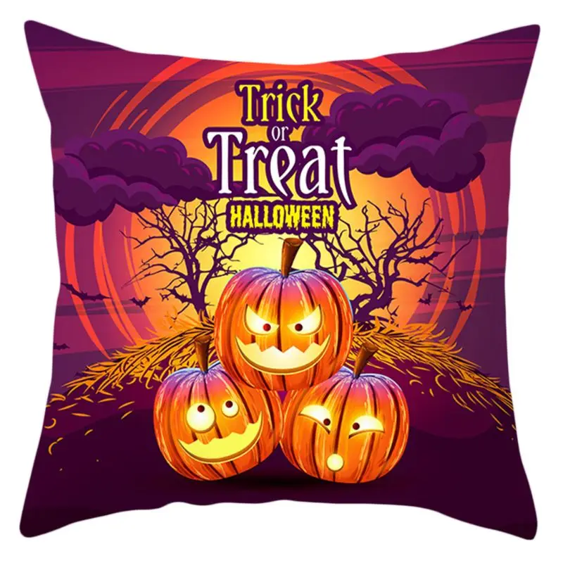 

Halloween Cartoon Pillow Case Evil Pumpkin Castle Bat Decorative Cushion Cover