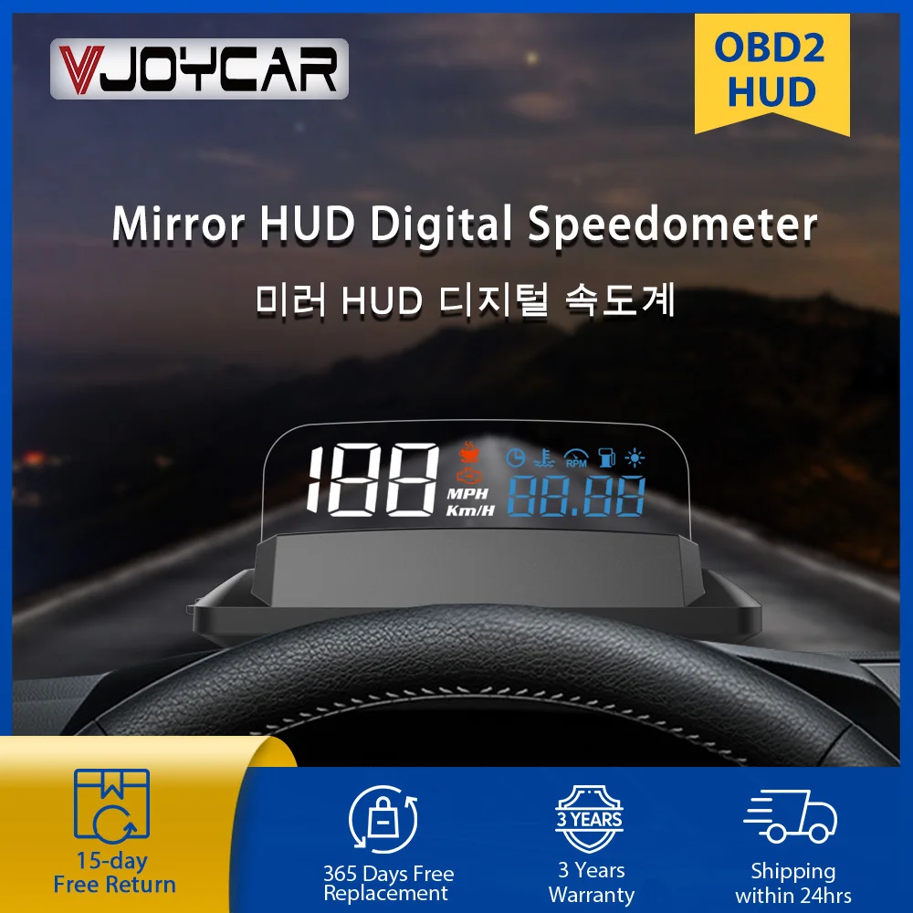 2021 New OBD2 Mirror HUD Car Head Up Display Digital Speed Projector Alarm Oil Temperature Turbo Pressure Auto Gauge