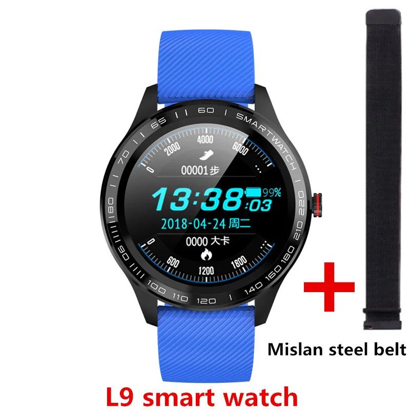 L9 blue Misran L8 Смарт часы, L9 Смарт часы es, мужские IP68 Водонепроницаемый пульсометр Шагомер Секундомер Bluetooth Фото спортивные фитнес часы PK L5 - Цвет: L9 blue Misran