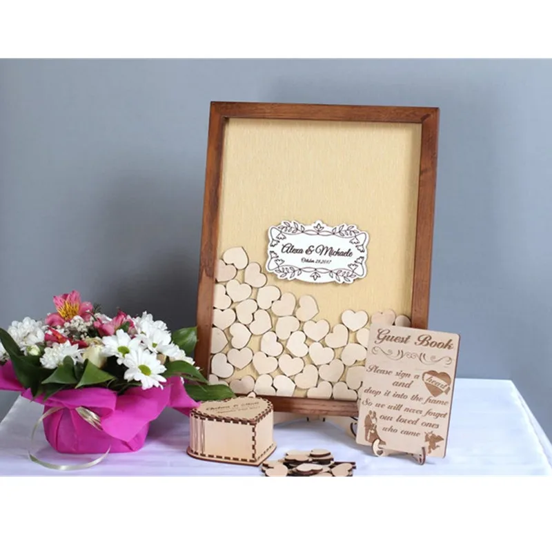 Современная книга для гостей с сердечками альтернативная Подарочная коробка на