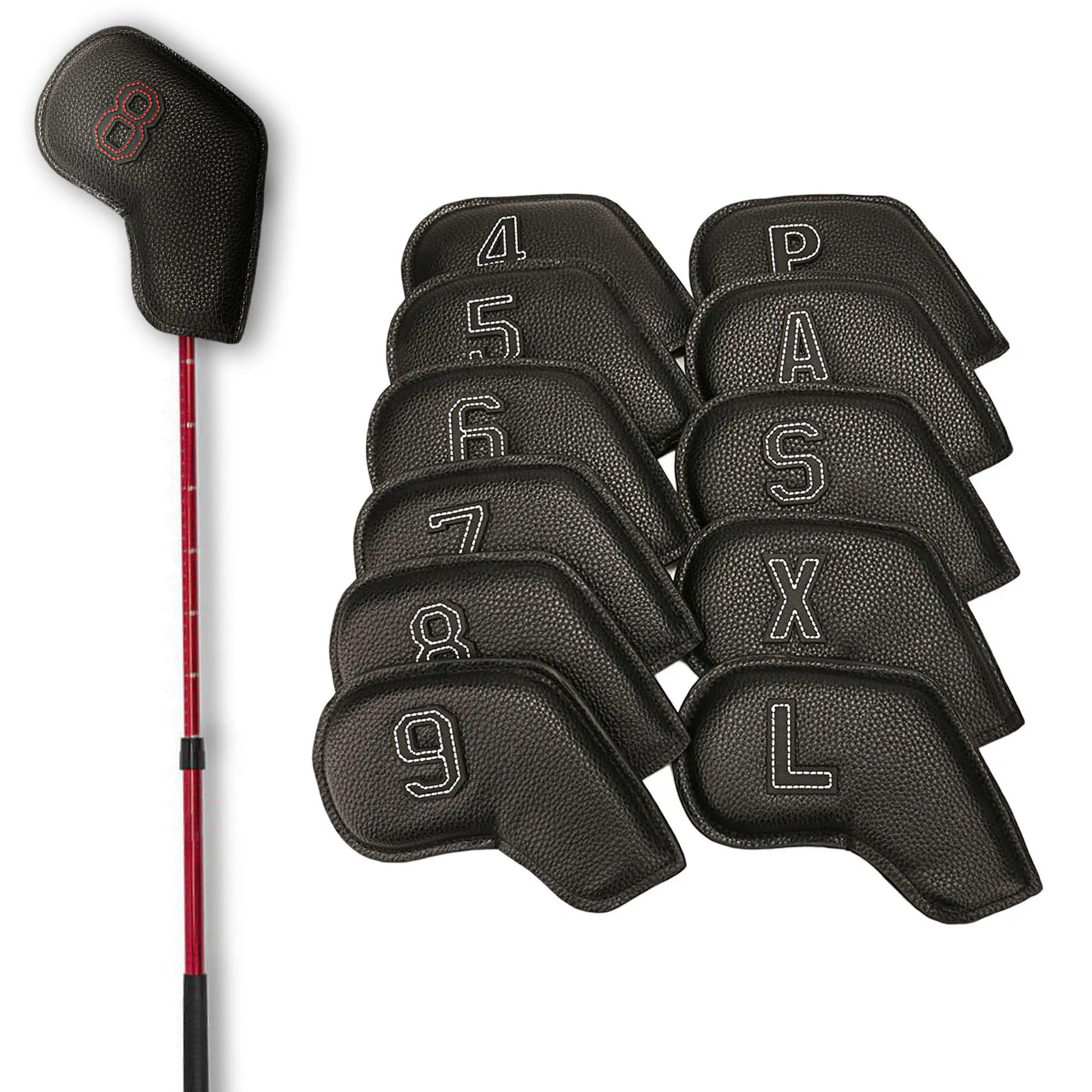 

11Pcs/Pack PU Golf Iron Covers Set Golf Club Head Cover with White Letter Fit Most Irons Brand 8.5x16.5cm