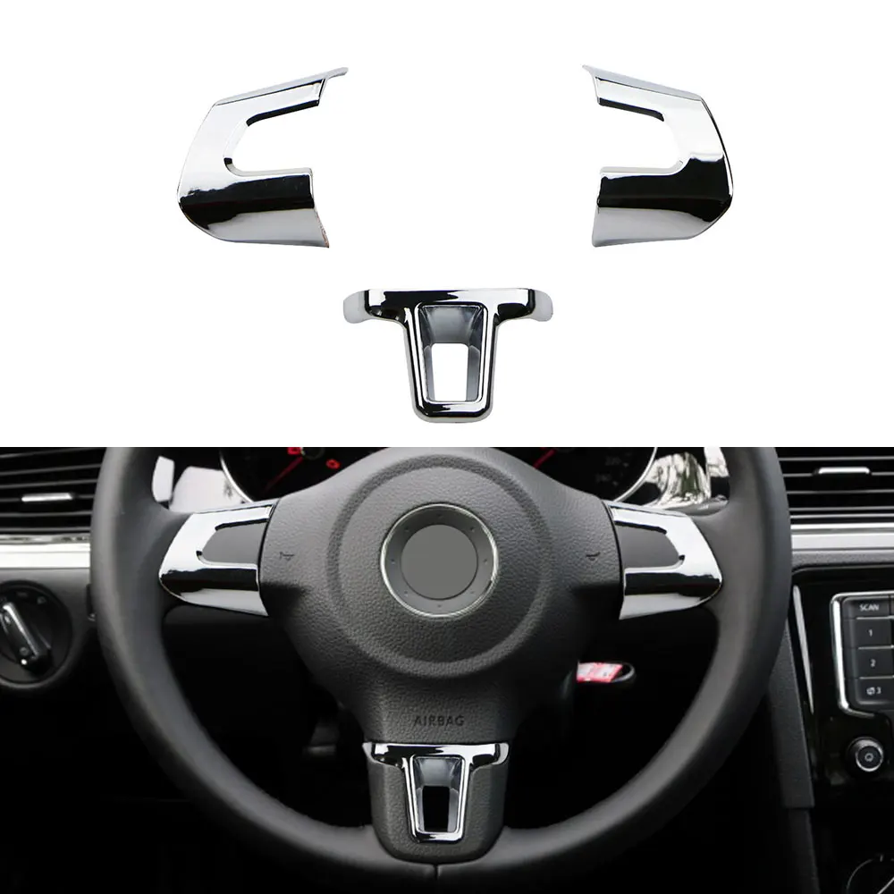 ABS хромированный чехол для руля, наклейка, чехол для Volkswagen VW GOLF 6 MK6 POLO JETTA MK5 MK6 Bora, аксессуары для стайлинга автомобилей