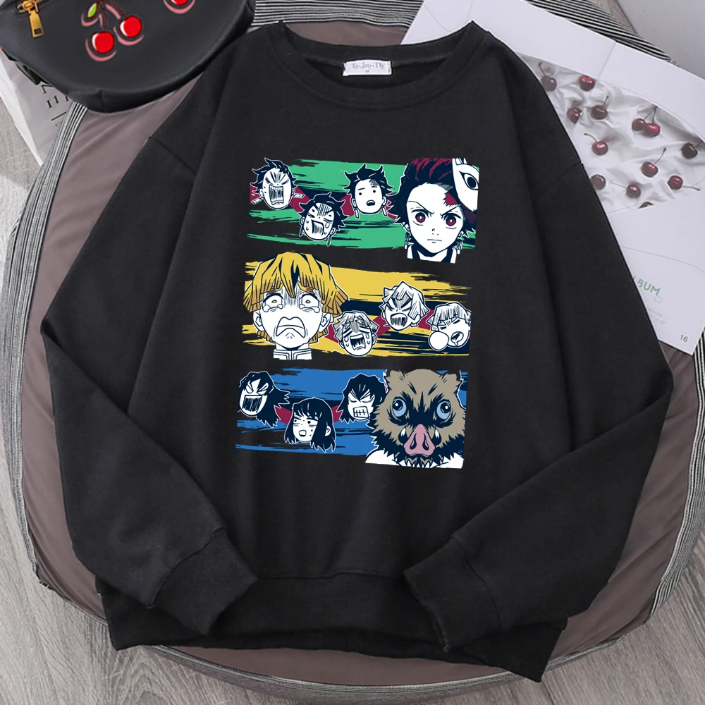 

Спортивный костюм в японском стиле, Свитшот оверсайз в стиле хип-хоп с рассекающим демонов, уличная одежда в стиле ретро, Мужская Удобная фл...