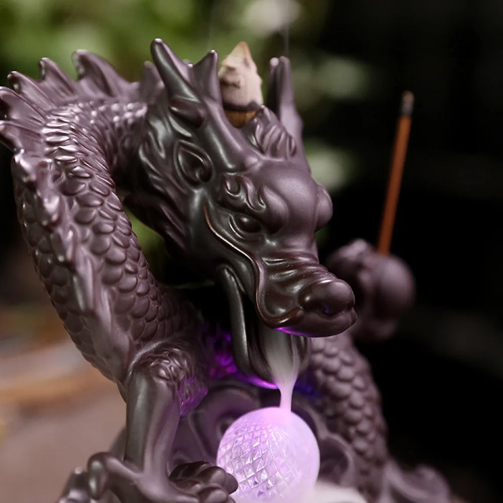 

7-Color Smoke Incense Burner Handmade Ceramic Dragon Backflow Incense Burner Creative Smoke Waterfall Incense Holder Censer
