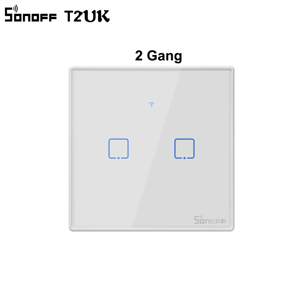 Sonoff T2 UK 2 Gang SONOFF T1 T2 T3 TX пульт дистанционного управления RF/Voice/APP/Touch control EU/US/UK Wifi умная потолочная лампа с ИК датчиком-выключателем сенсорный экран с Google Home Alexa - Цвет: Sonoff T2 UK 2 Gang