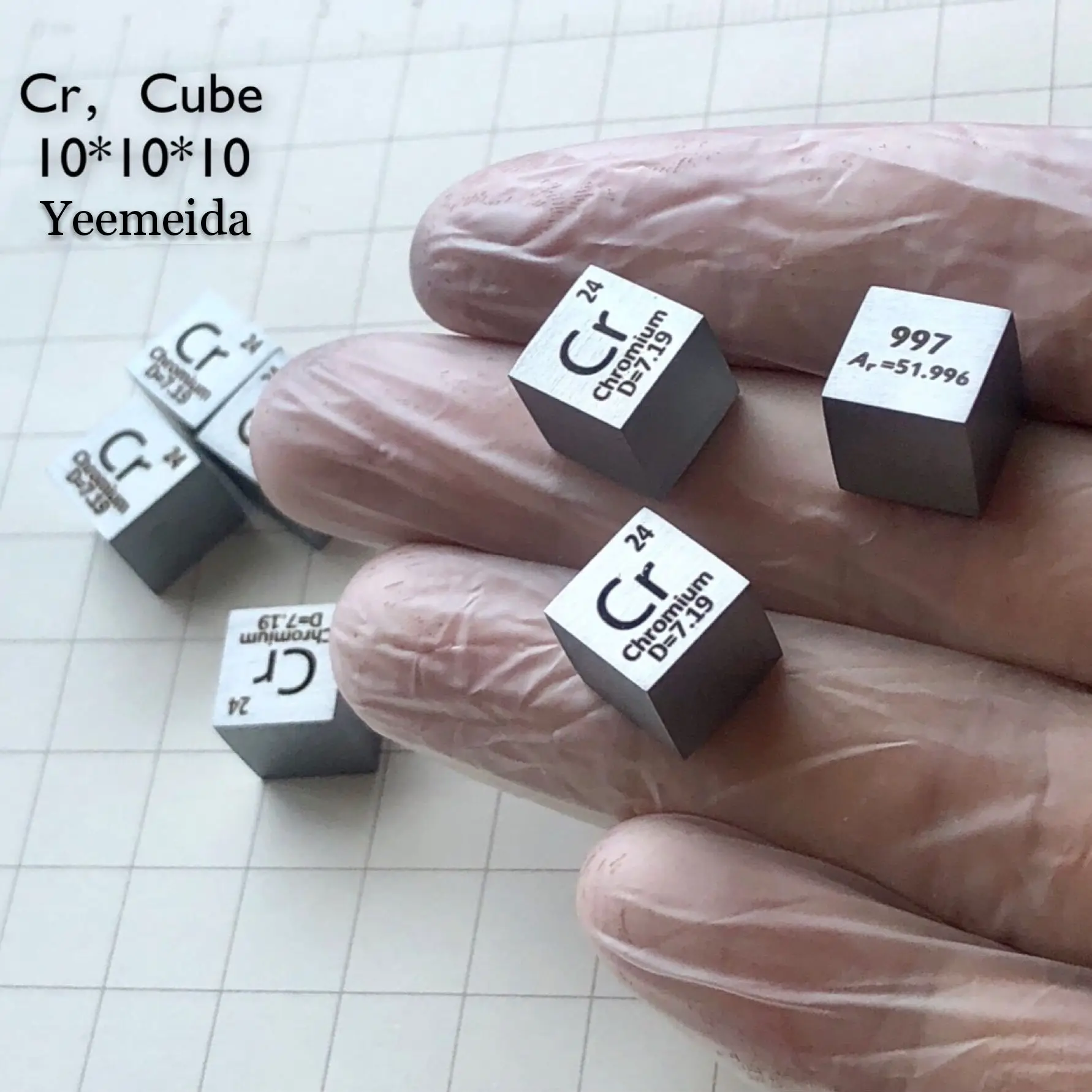 

Chromium Metal 10mm Density Cube 99.99% Pure for Element Collection