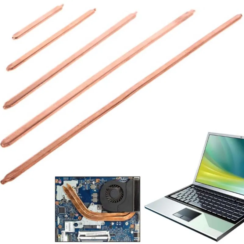 

50-130mm Length 1mm Thickness 9mm Width Pure Copper Tube Tubing For Computer Laptop Cooling Notebook Heat Pipe Flat