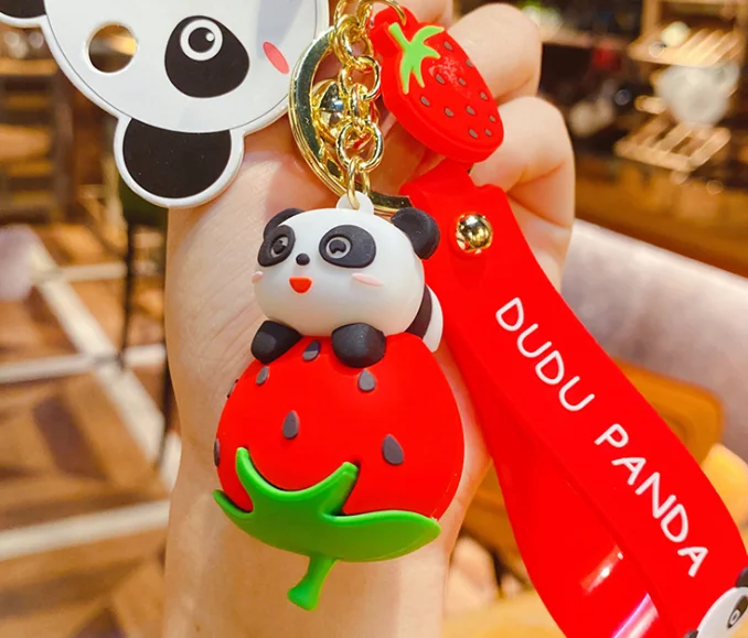 

2020 Creation Hot Sale Cute Cartoon Panda keychain Silicone Key chains Women 3D Animal Keyrings Charm Car Key Holder Bag Ornamen