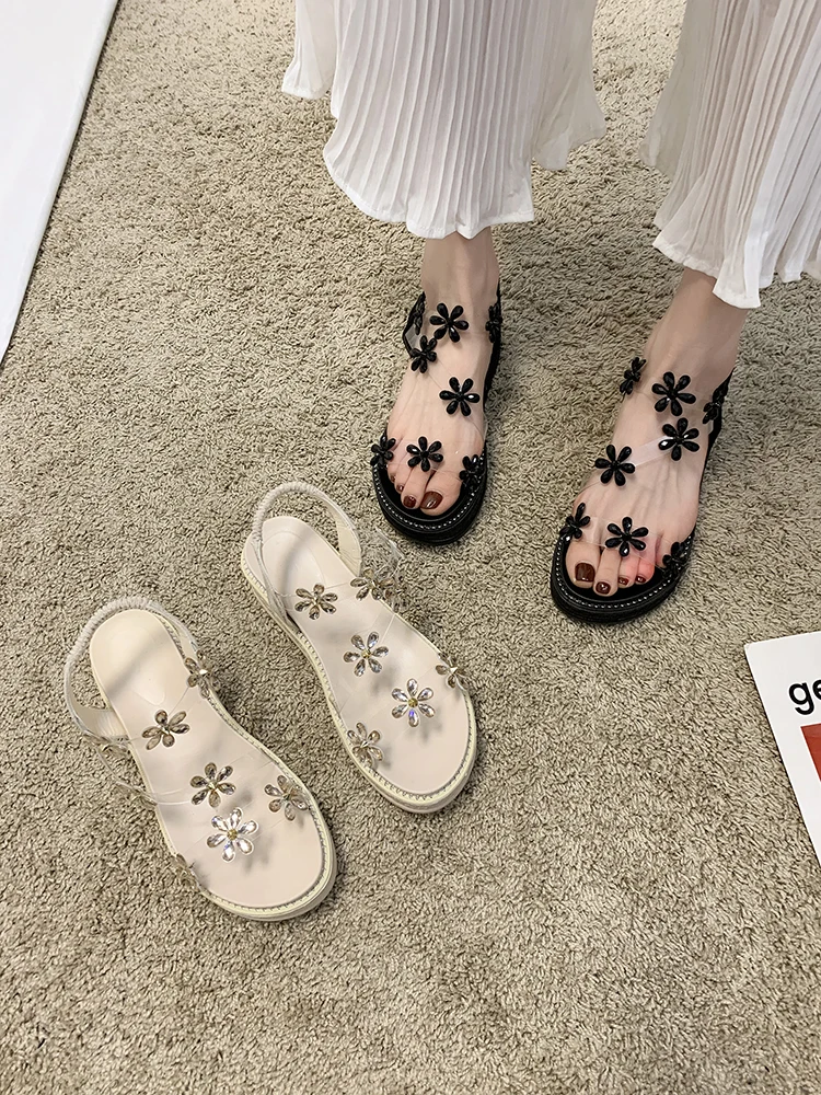 

Sandals Straps Muffins shoe Comfort Shoes for Women Espadrilles Platform 2021 Summer Med All-Match Clogs Wedge Clear Heels Suit