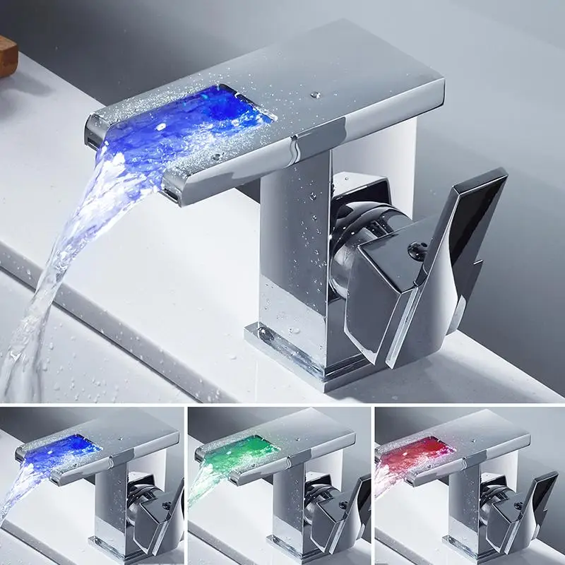 Смеситель для ванной со светодиодным датчиком температуры современный кран