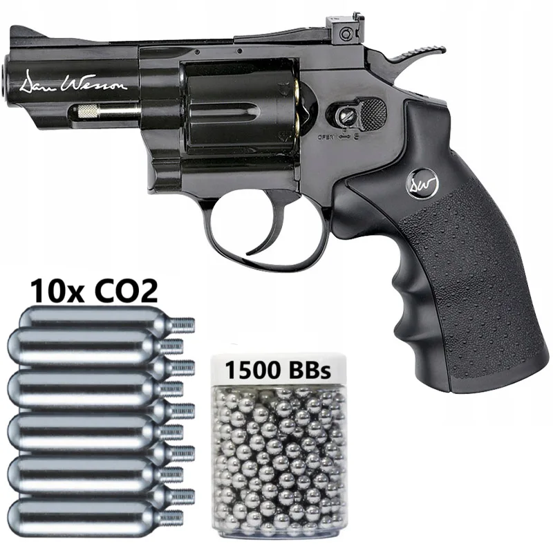 

Rewalwer CO2 Dan Wesson 2,5 '' wear resistant + CO2 * 10 tank automatic pistol + 1500ct steel BBS gun wall tin sign metal wall p