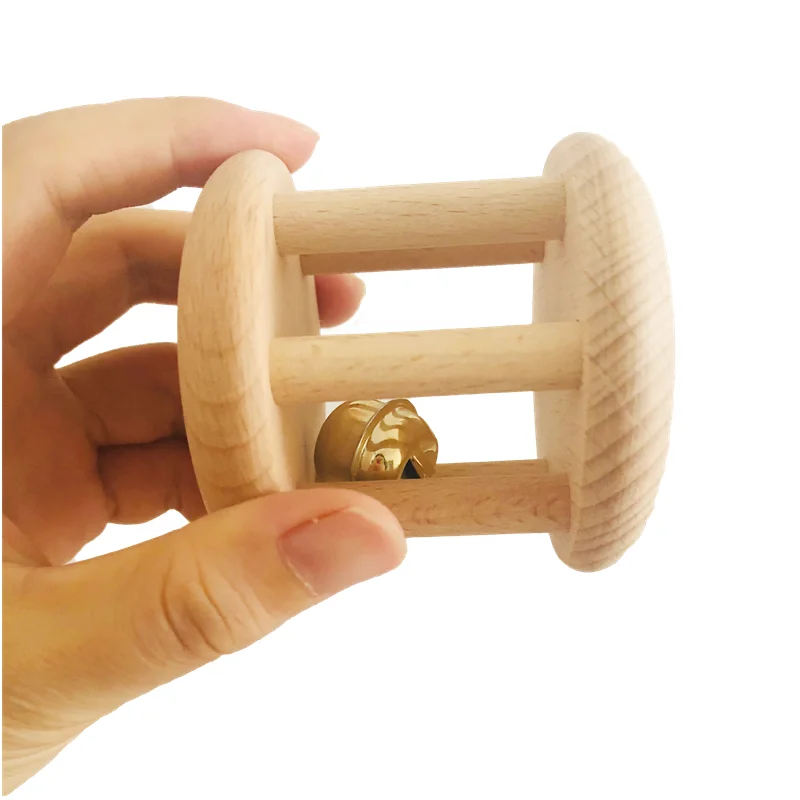 

Baby Sound Toys Montessori Sensorial Materials Bell Cage Wooden Rattle for Newborn Grasping Items Early Educational Equipment