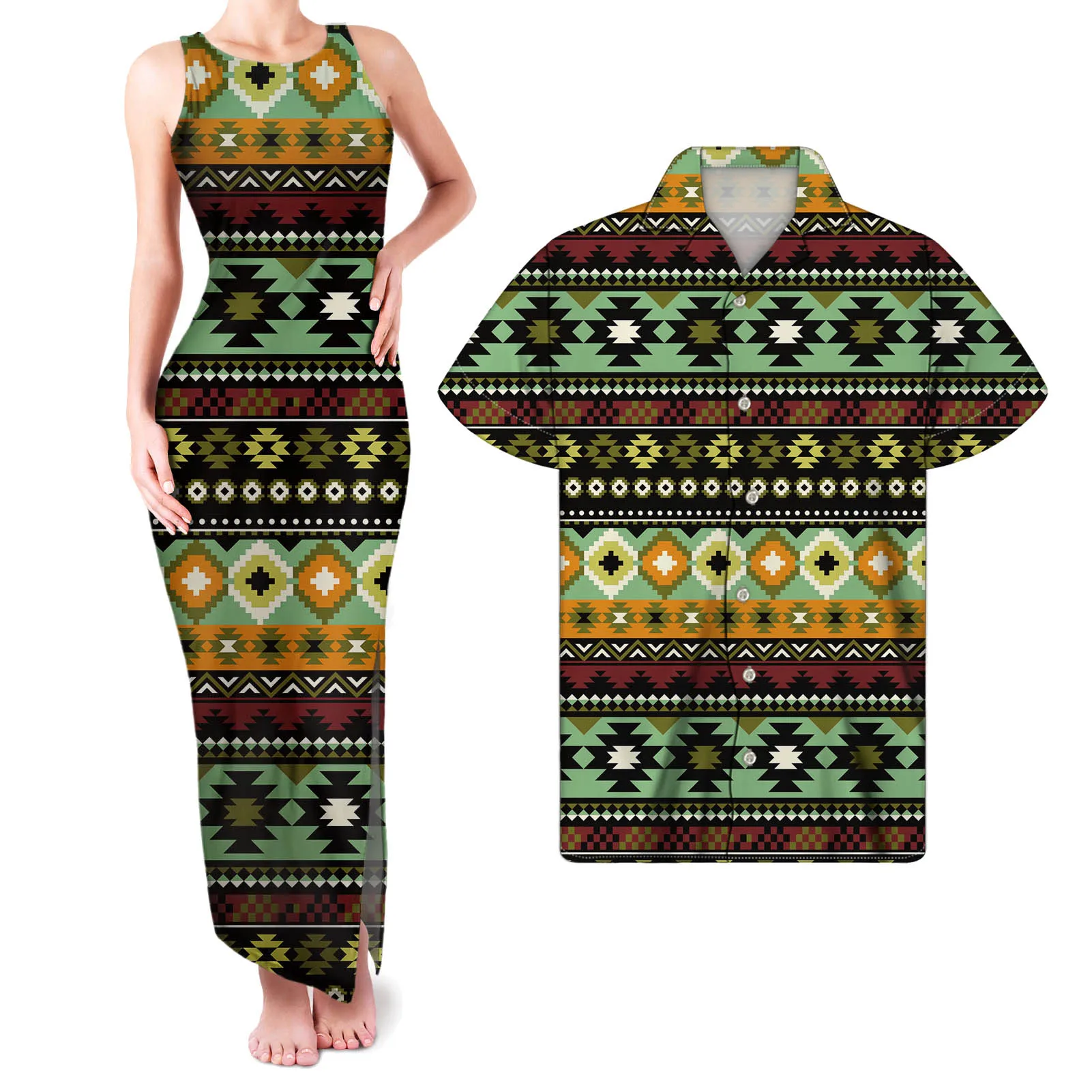 

Hycool Sexy Club Party Side Cut Out Split Dress Afro Art Tribal Printing Side Split Dress Cut Out Dress Ladies Women's Clothing