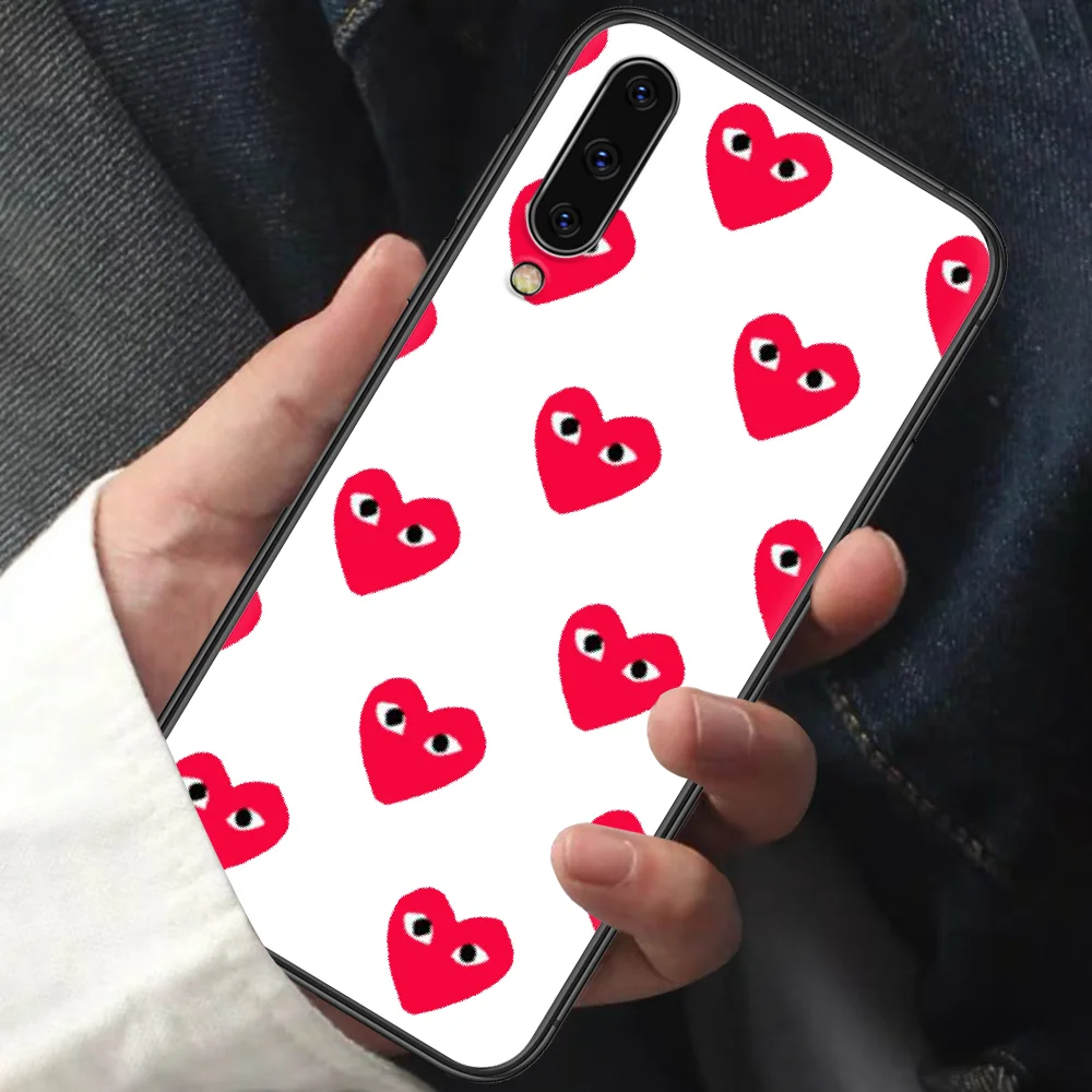 

CDG Heart Brand Phone Case For Samsung Galaxy A10 A20 A30 E A40 A50 A51 A70 A71 A J 5 6 7 8 2016 2017 2018 black Prime Silicone