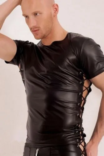 Lingerie Tank Top 2017 Latex T Shirt Men Sexy PVC Leather Vests Nightclub Costume Gay Underwear Wet Look Fetish Bondage | Тематическая