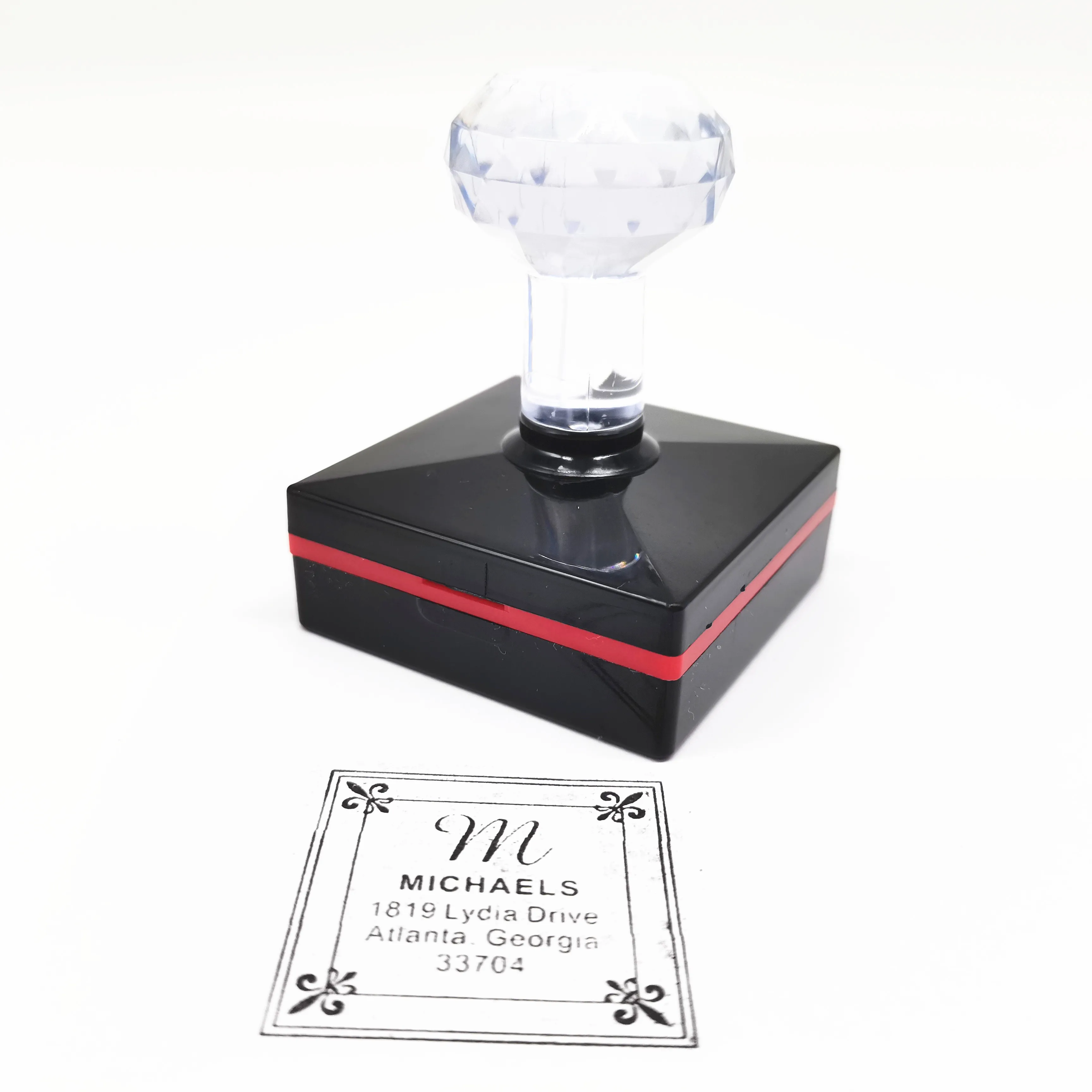 Customized Photosensitive Self Inking Seal Square Stamp Crystal Handle with Logo Address Text In Any language