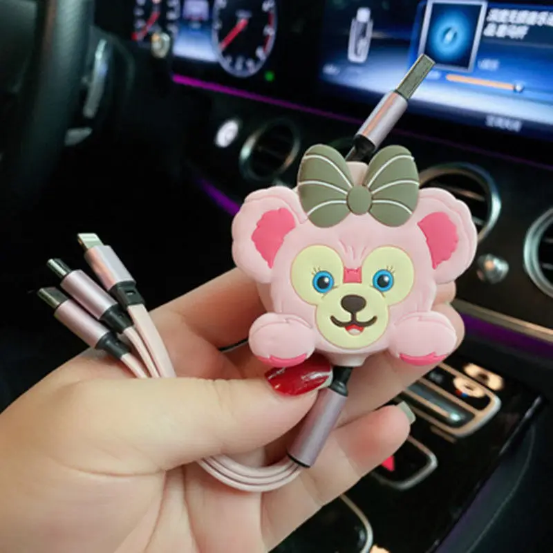disney 3in1 data usb cable fast charger charging cable for iphone android huawei xiaomi universal cartoon cute phone data lines free global shipping