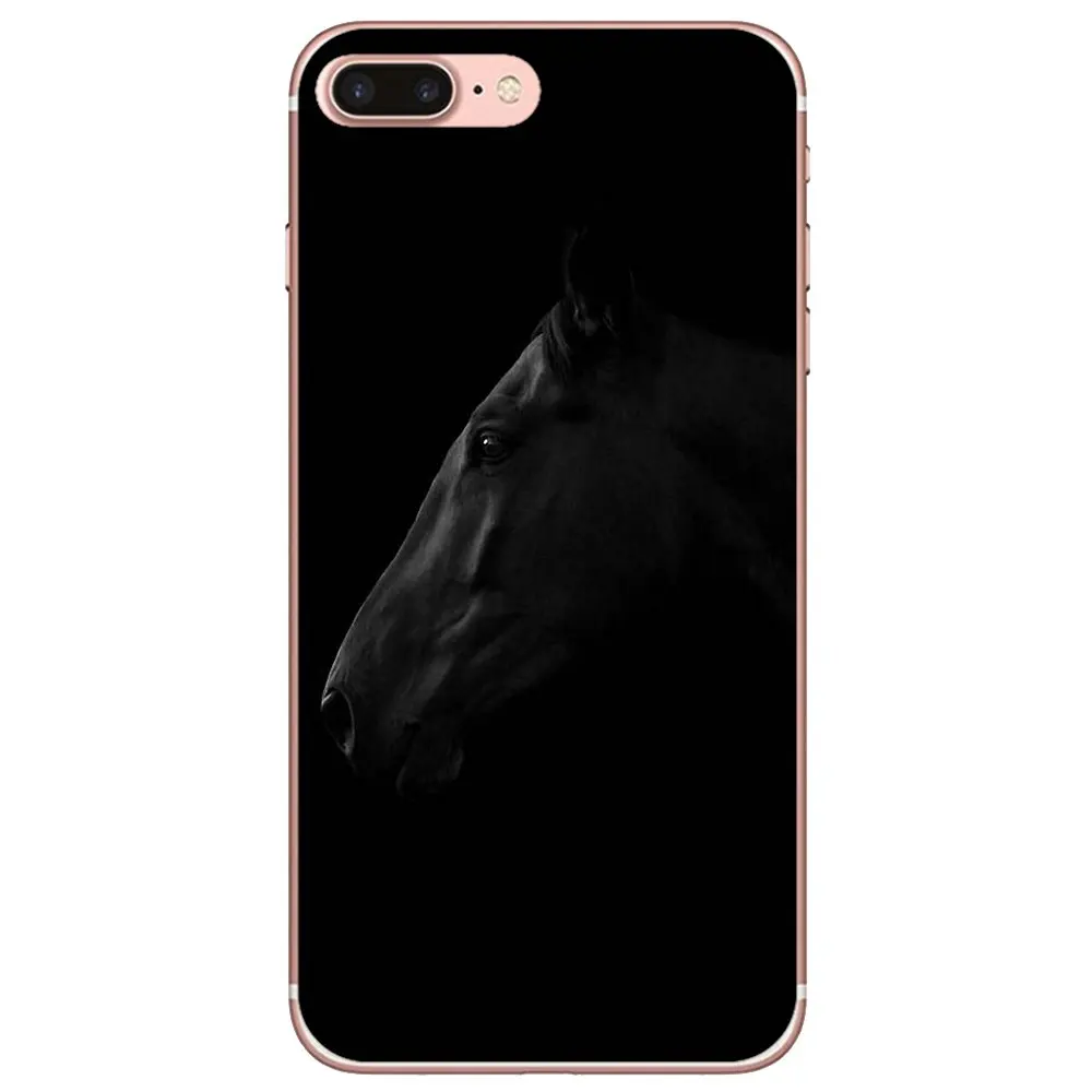 Красивый мягкий силиконовый чехол из ТПУ с изображением темной лошади для iPod Touch 5
