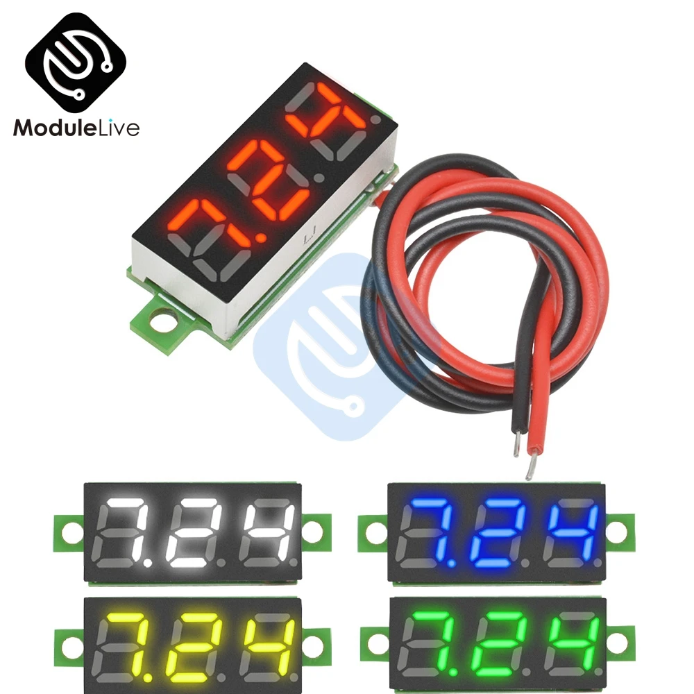 Цифровой вольтметр красный синий желтый зеленый 0 28 дюйма постоянный ток 3 5 30 в