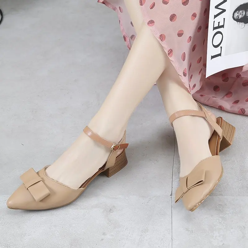 

2021 Hot sale square high heels women sandals pointed toe summer female shoes mixed color party wedding shoes heels women