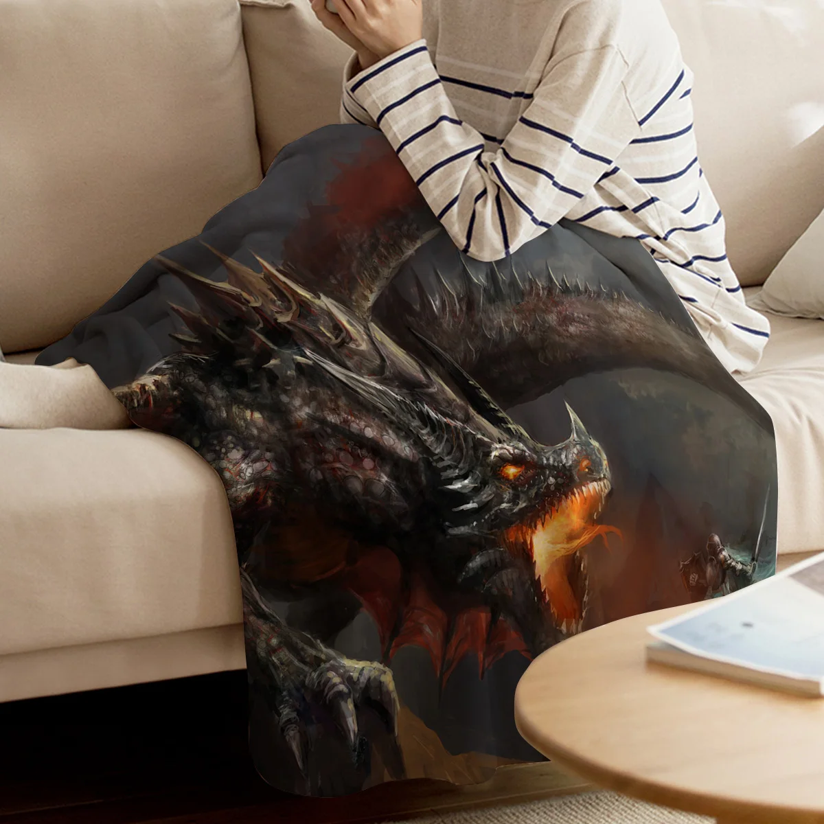 Покрывало для кровати среднего возраста с изображением дракона убойного воина