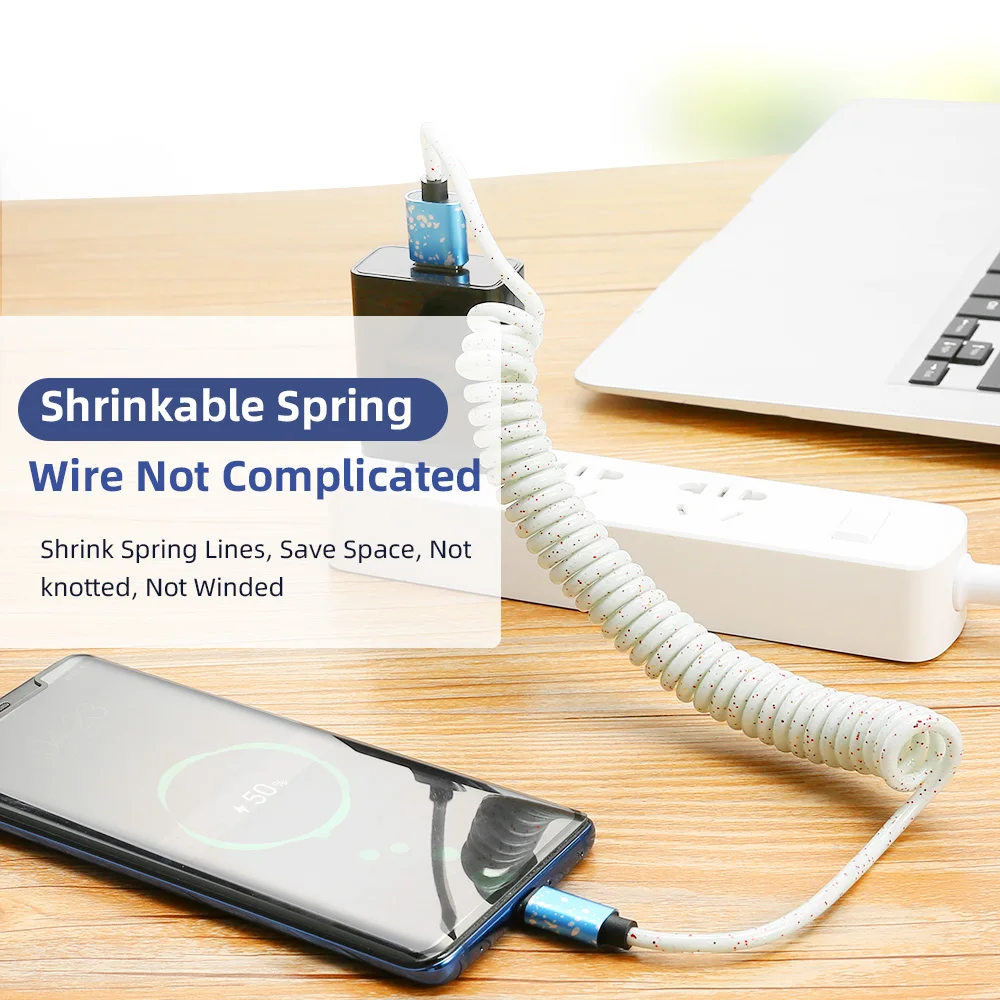 Пружинный usb кабель 3A Micro USB type c для huawei P30 P20 P10 Lite гибкий Выдвижной зарядный шнур usb C кабель для быстрой зарядки