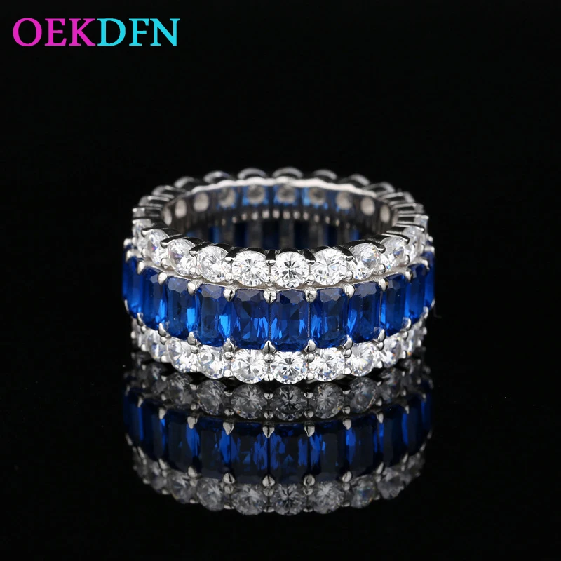 

OEKDFN 100% 925 Sterling Silver Rings Ruby Created Moissanite Diamonds Gemstone Wedding Band Vintage Ring Fine Jewelry Wholesale