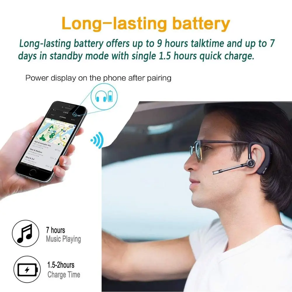 Деловые Bluetooth наушники Беспроводные Гарнитура с микрофоном для